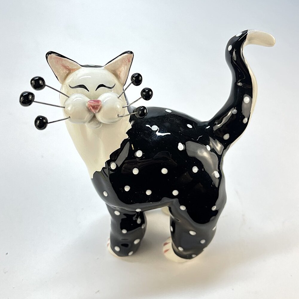 Annoco Creations 2001 Black & White Dots Cat  Called Sabrina La Combe Figurine